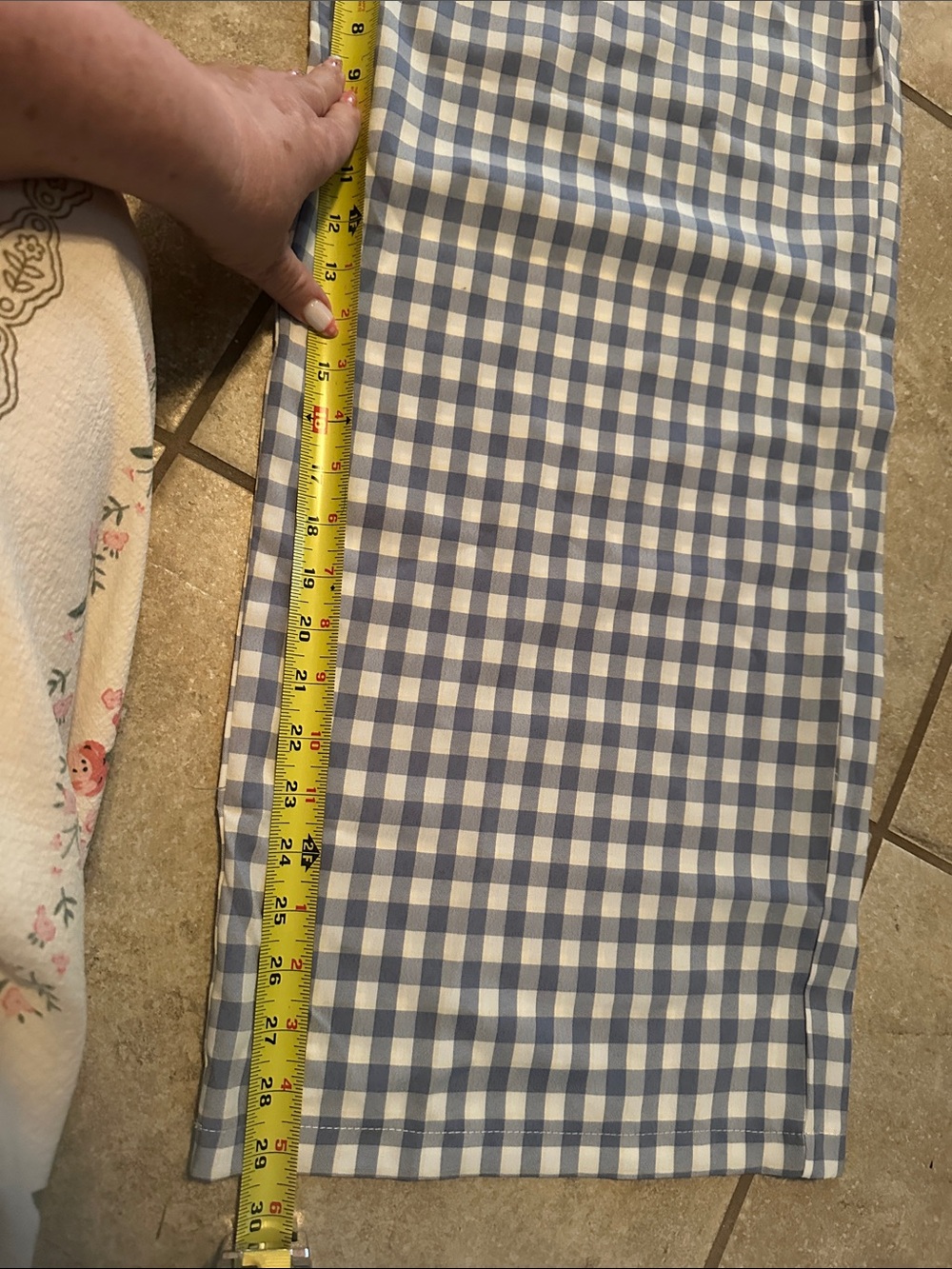 SHEIN Blue & White Gingham Lounge Pants with Pink Patch Pockets - Picture 5 of 5